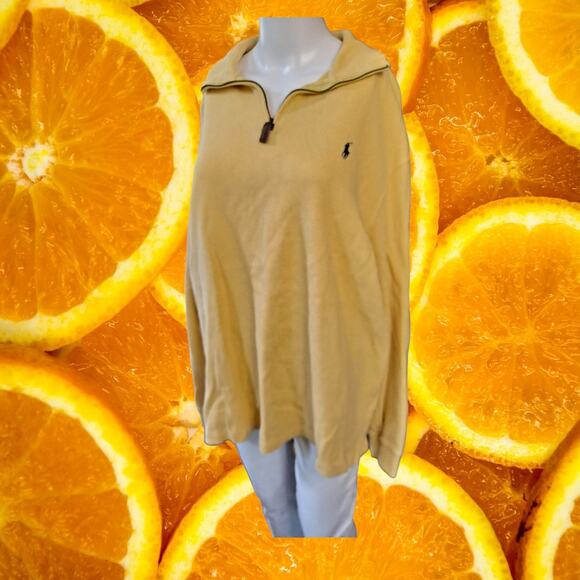 Polo‎ by Ralph Lauren 1/4 Zip Yellow 100% Cotton Sweater Size Large - Picture 2 of 6